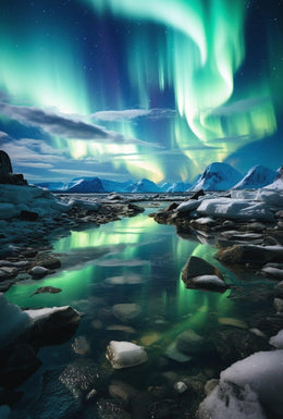 Northern Lights Over Arctic Landscape Travel Poster