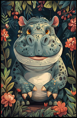Whimsical Hippo in the Jungle Poster PosterGoat