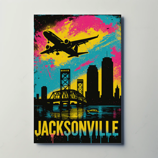 Jacksonville Florida Plane Skyline Bridge Poster Poster