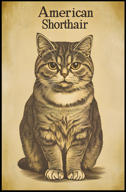 American Shorthair Cat Vintage Illustration Poster