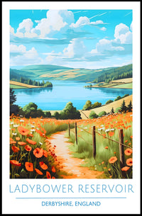 Ladybower Reservoir England Scenic Travel Poster