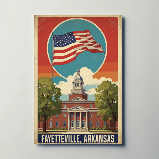 Fayetteville Arkansas Capitol Building Vintage Travel Poster