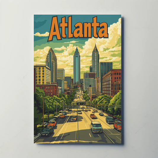 Atlanta Georgia Skyline Vintage Poster