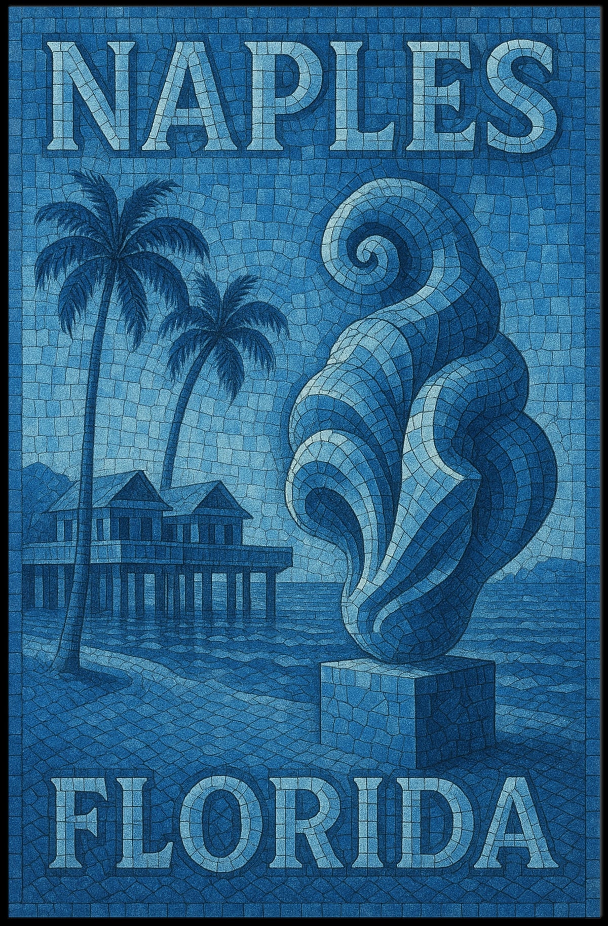 Naples Florida Poster Wall Art Coastal Beach Scene