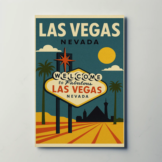 Classic Las Vegas Welcome Sign Retro Art Poster