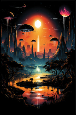 Alien Landscape At Sunset Poster