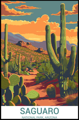 Saguaro National Park Adventure Vintage Travel Poster