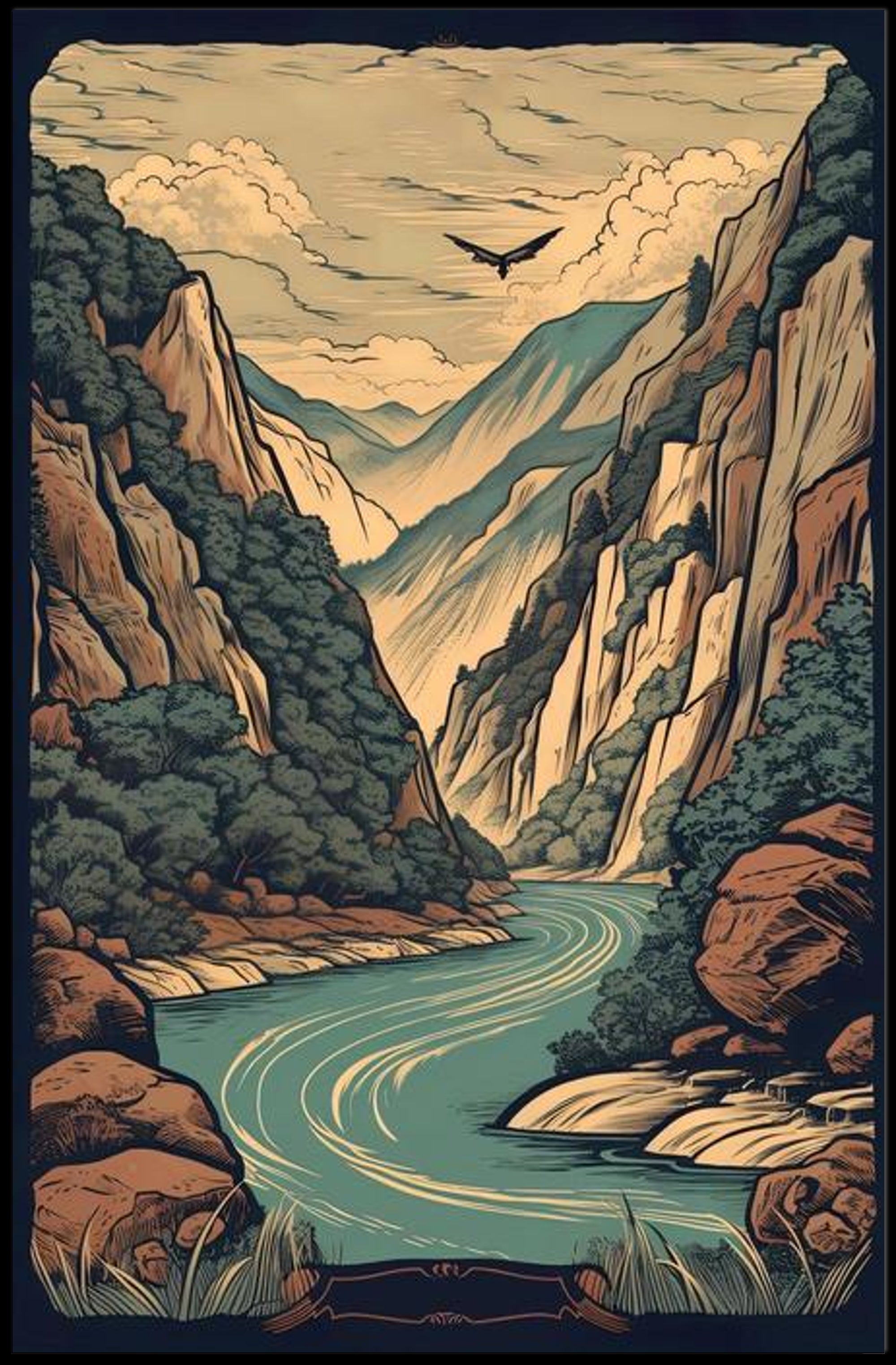 Serene Canyon Landscape Poster