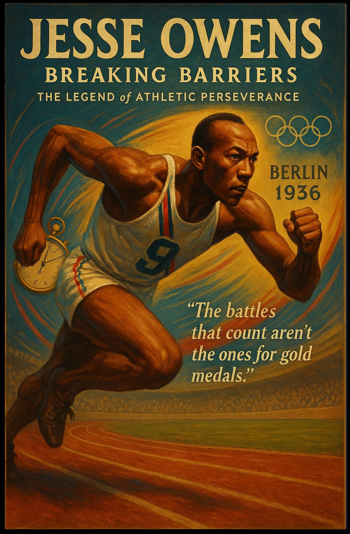 Jesse Owens Vintage Olympic Inspiration Poster Art