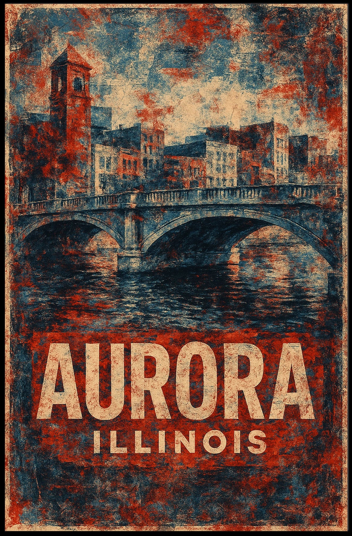 Aurora Illinois Scenic Wanderlust Poster