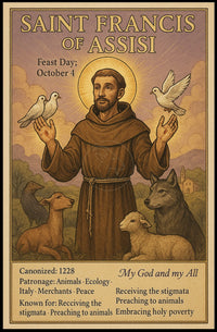 Saint Francis with Animals Peaceful Spiritual Historical Poster