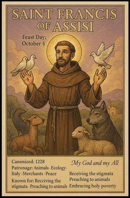 Saint Francis with Animals Peaceful Spiritual Historical Poster