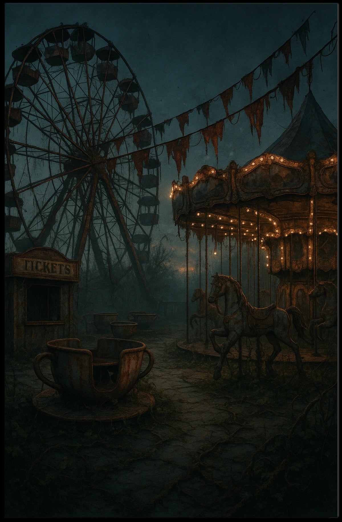 Eerie Abandoned Carnival Gothic Poster