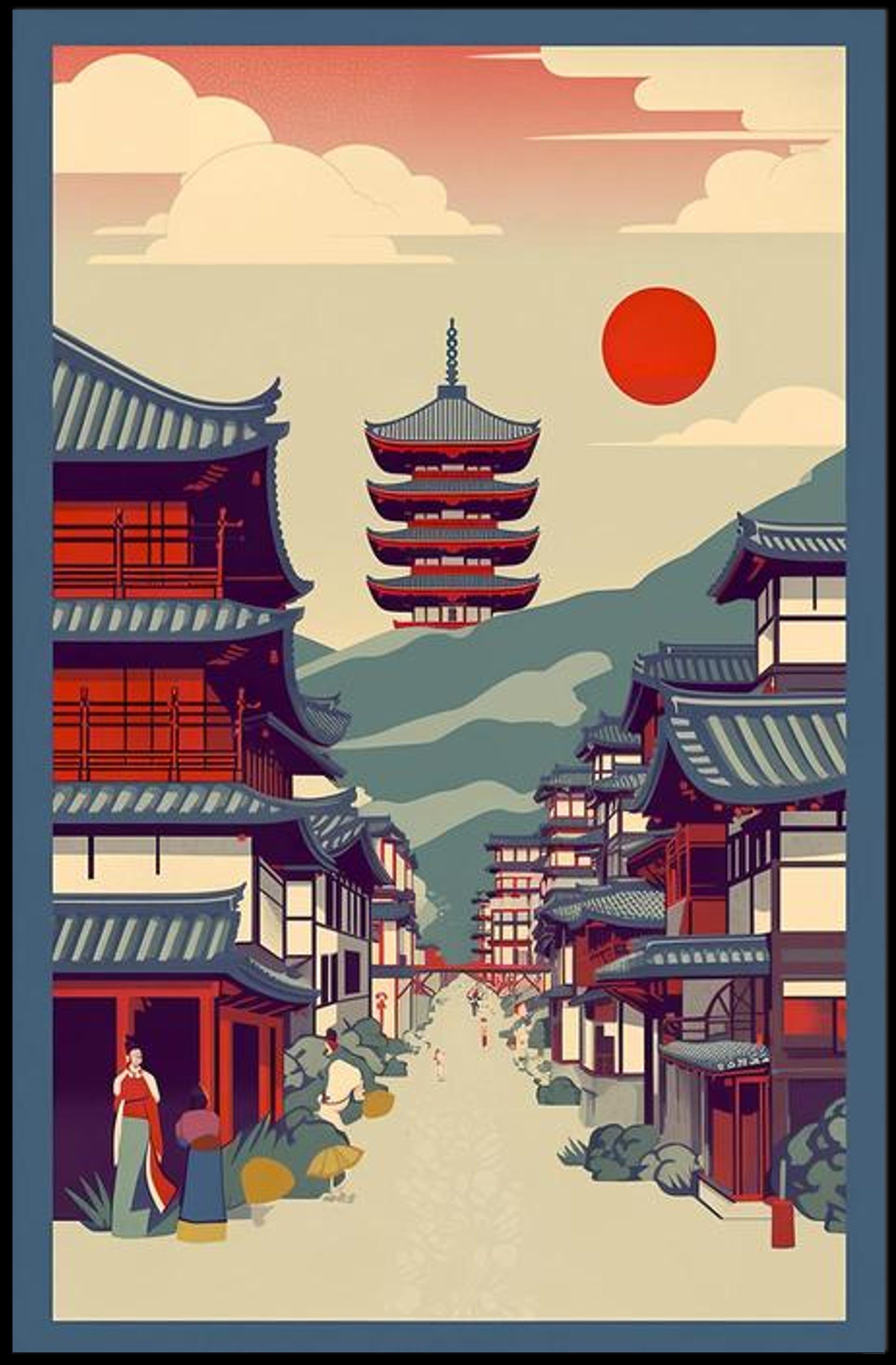 Tranquil Japanese Street Scene Poster