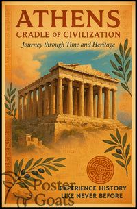 Athens Parthenon Vintage Travel Poster