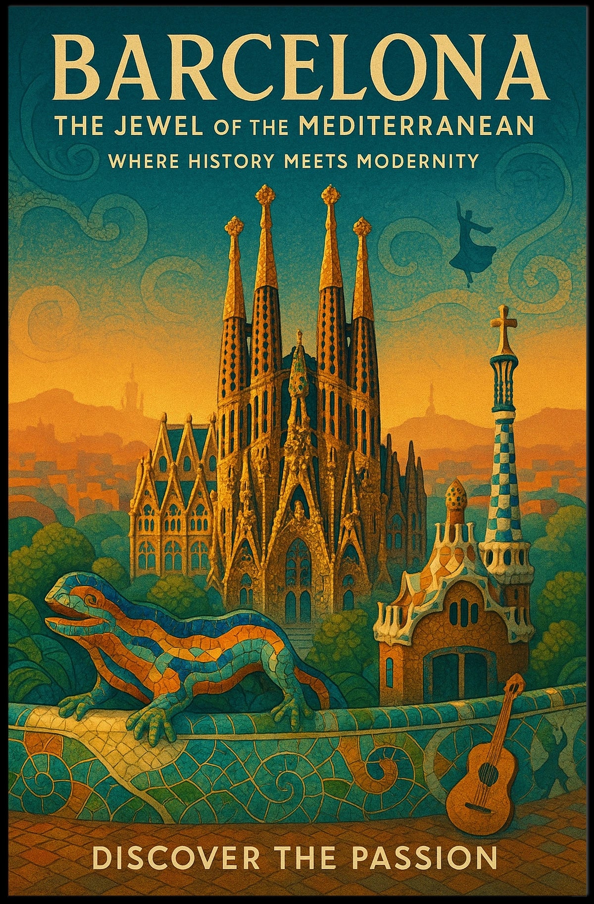 Barcelona The Jewel of the Mediterranean Poster