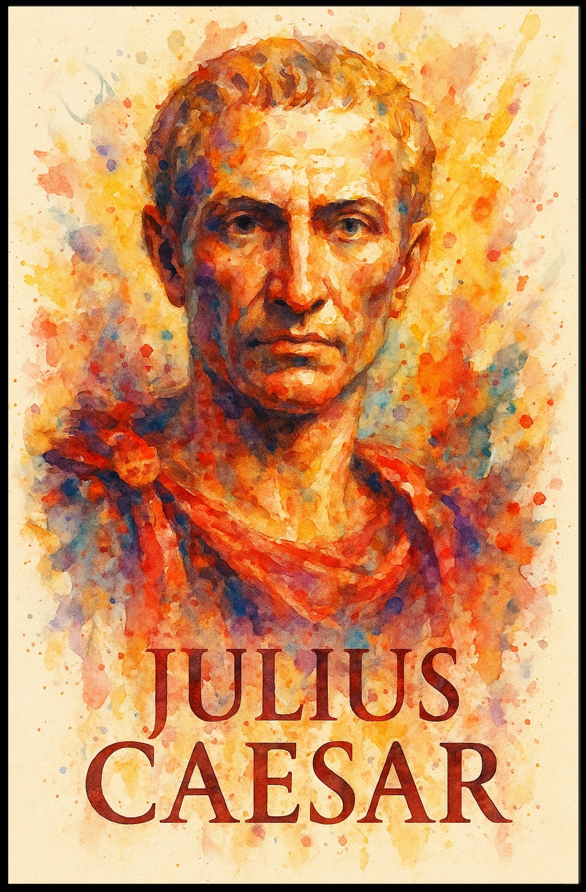 Julius Caesar Roman History Watercolor Art Poster