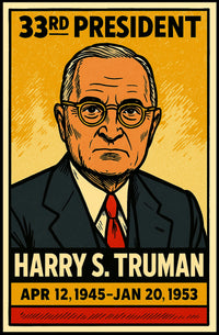 Harry S. Truman 33rd President of the United States Inked Comic Style Poster