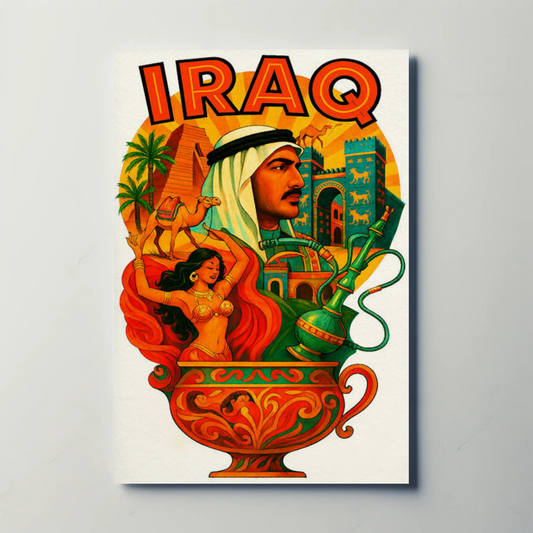 Iraq Culture Desert Heritage Travel Vintage Poster