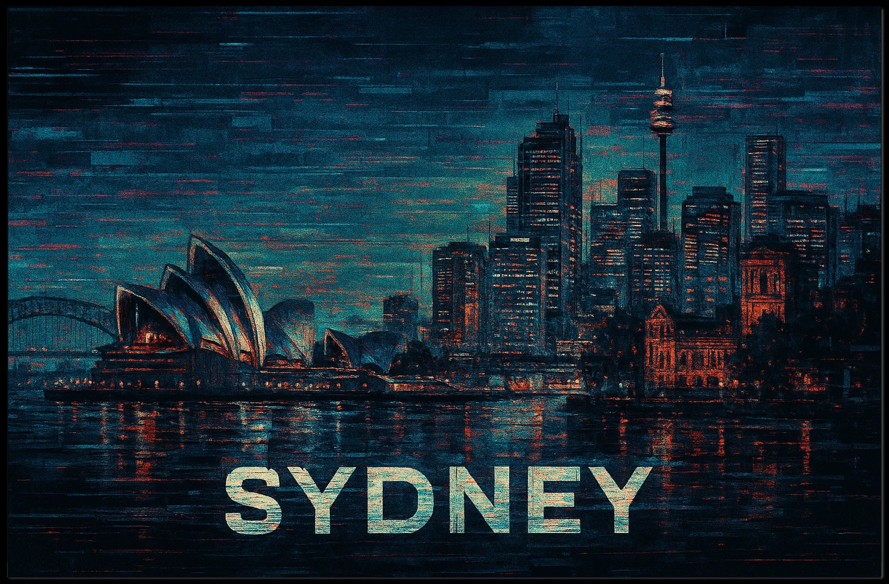 Sydney Skyline at Night Poster