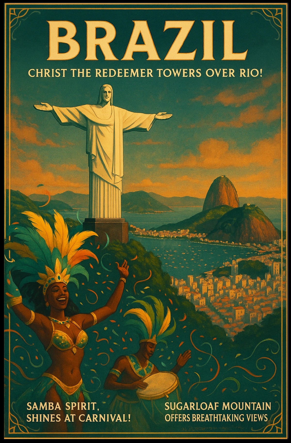 Brazil Carnival Rio Poster: Vintage Travel Art
