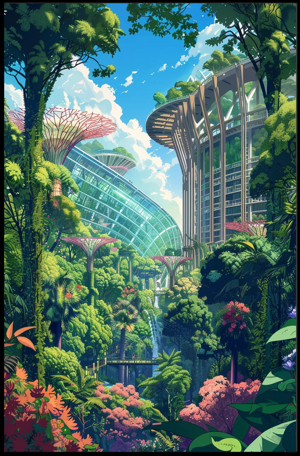 Futuristic Garden Cityscape Poster: Nature Meets Innovation