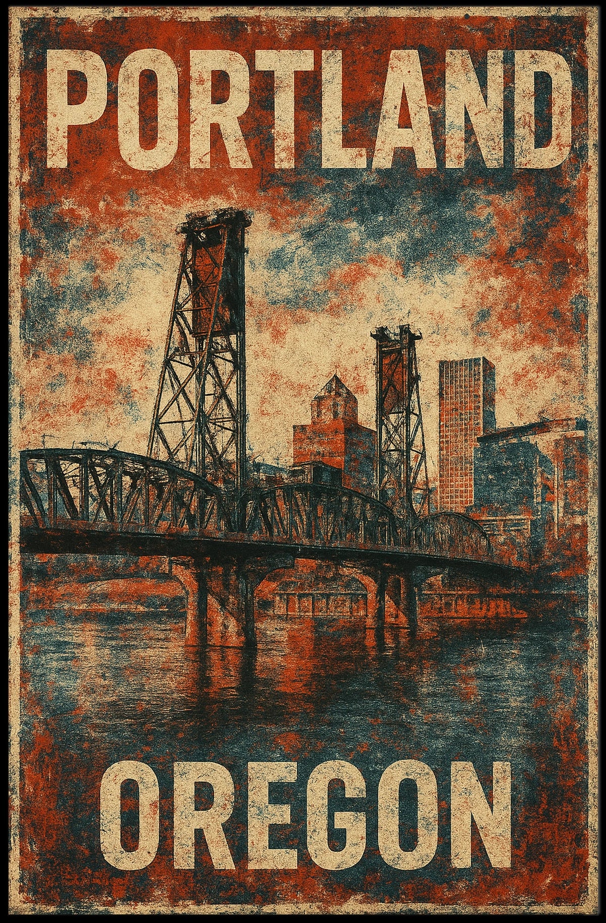 Wanderlust Portland Travel Vintage Poster