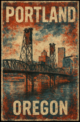 Wanderlust Portland Travel Vintage Poster