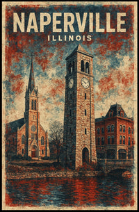 Naperville, Illinois Architectural Poster