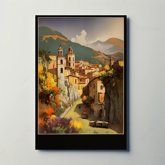 Historic Italian Hill Town In Autumn Travel Poster