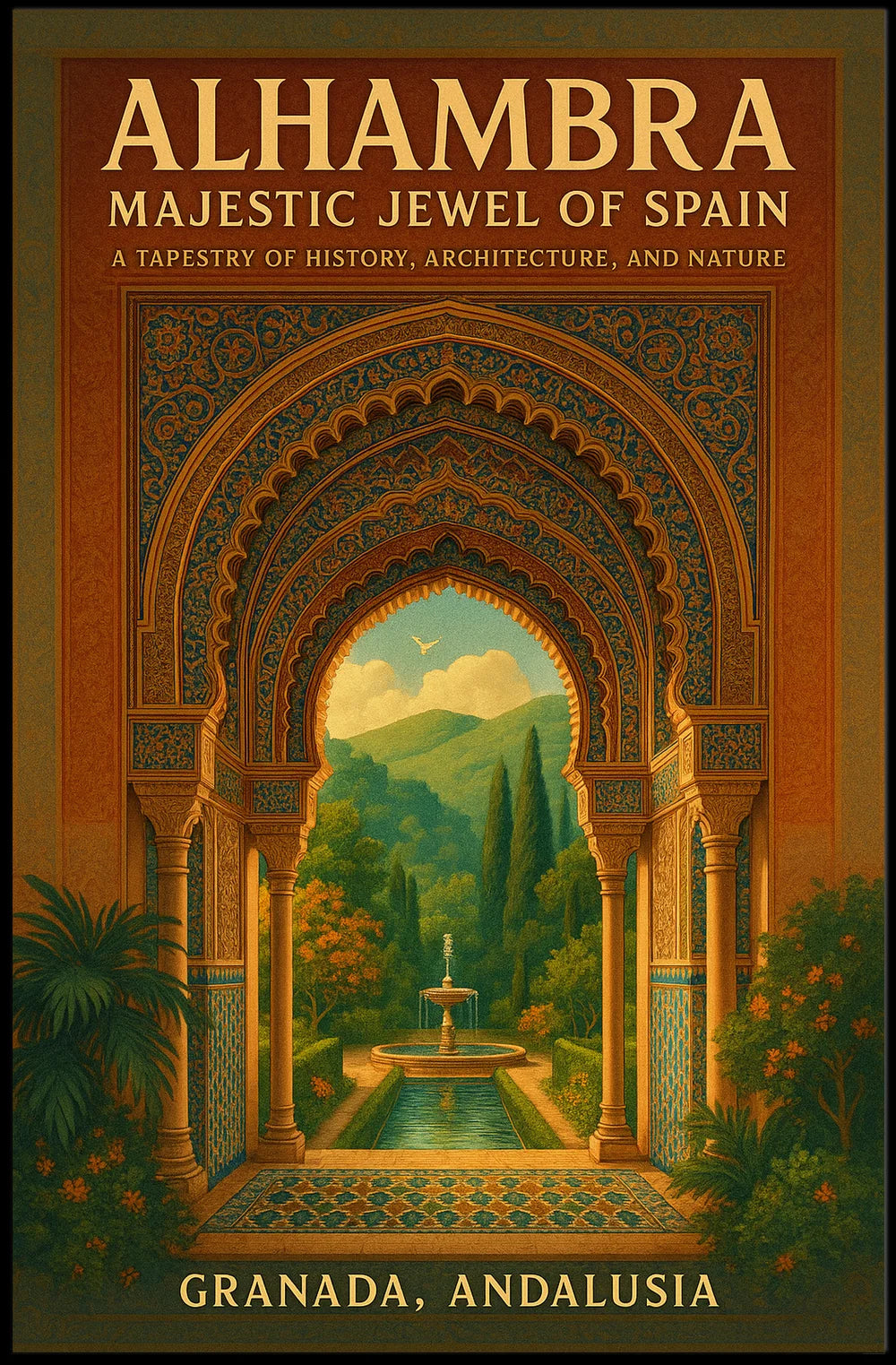 Majestic Jewel of Spain Alhambra Travel Poster