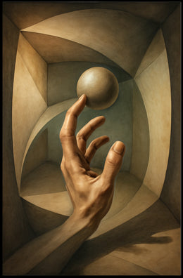 Surreal Hand and Sphere Realistic Geometric Abstract Poster