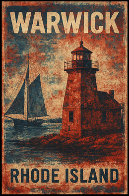 Vintage Maritime Lighthouse Rhode Island Nostalgic Poster