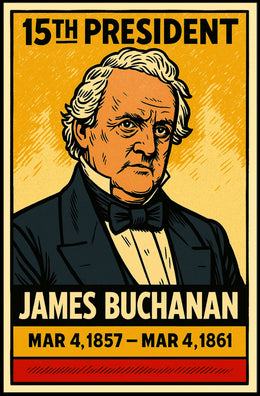James Buchanan 15th President of the United States Inked Comic Style Poster