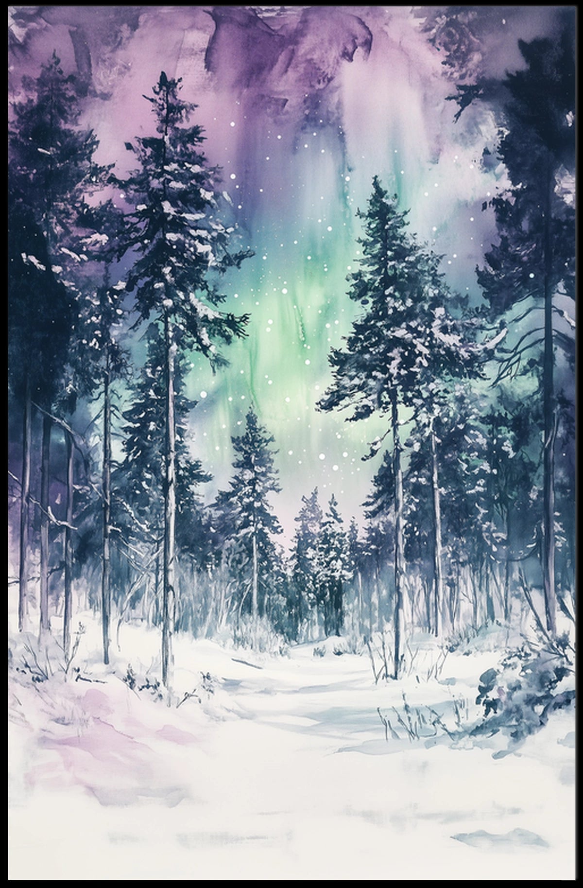 Finland Lapland Snowy Forest Landscape Poster