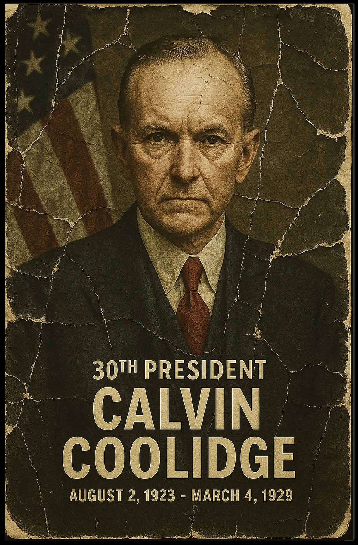 Calvin Coolidge 30th President of the United States Damaged Photograph Poster
