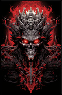 Skull with Horns Fantasy Gothic Art Poster