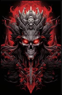 Skull with Horns Fantasy Gothic Art Poster