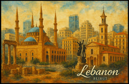 Beirut Cityscape Night View Photography Realism Poster