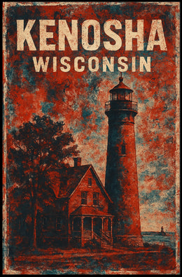 Kenosha Lighthouse Wisconsin Maritime Realism Decor Poster