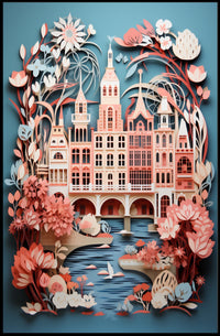 Whimsical Cityscape In Bloom Poster