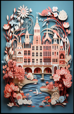 Whimsical Cityscape In Bloom Poster
