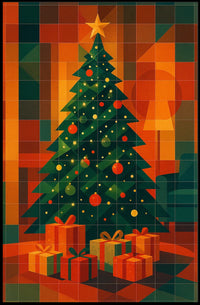 Geometric Holiday Landscape Art For Living Room Poster