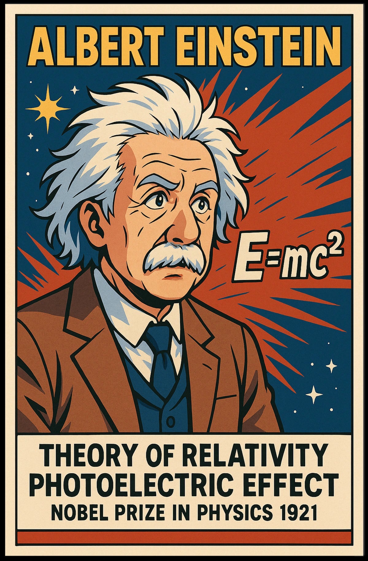 Albert Einstein Nobel Physics Vintage Poster