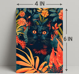 Striking Black Cat in Vibrant Jungle Animal Poster