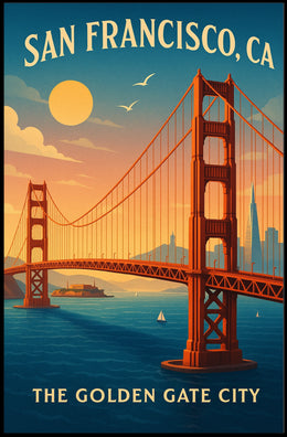 Golden Gate Bridge Vintage Travel Poster Art
