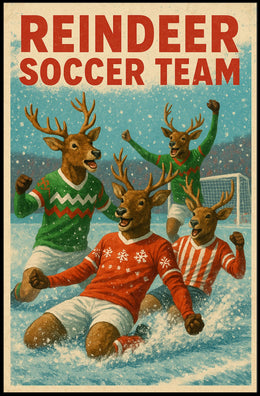 Reindeer Soccer Team Celebration Poster