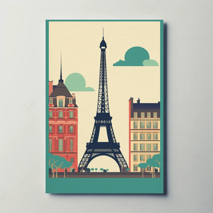 Paris Eiffel Tower City Buildings Classic France Travel Poster