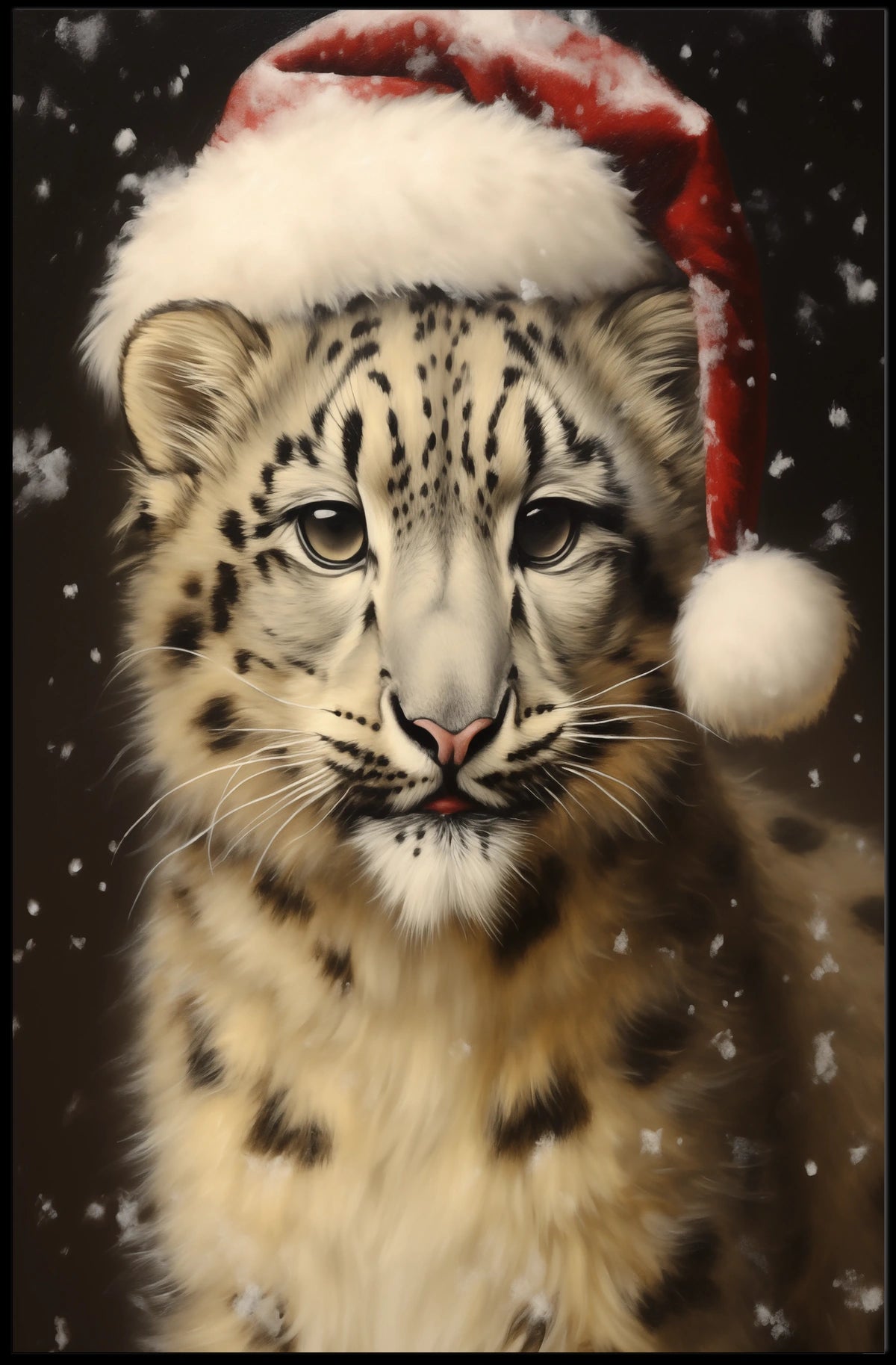 Festive Snow Leopard Poster