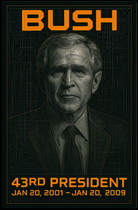 George W. Bush 43rd President of the United States Techno Schematic Poster